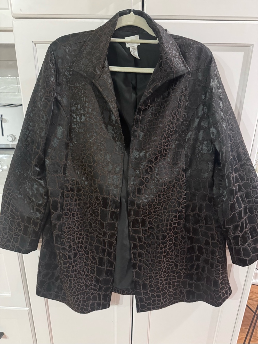 Chico's Chocolate Croc-Embossed Open Blazer